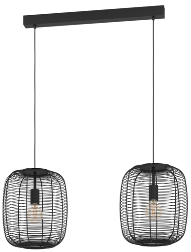 [43966] Luminaria decorativa colgante, para 2 lámparas base E27. Hasta 40 W. Dry Location